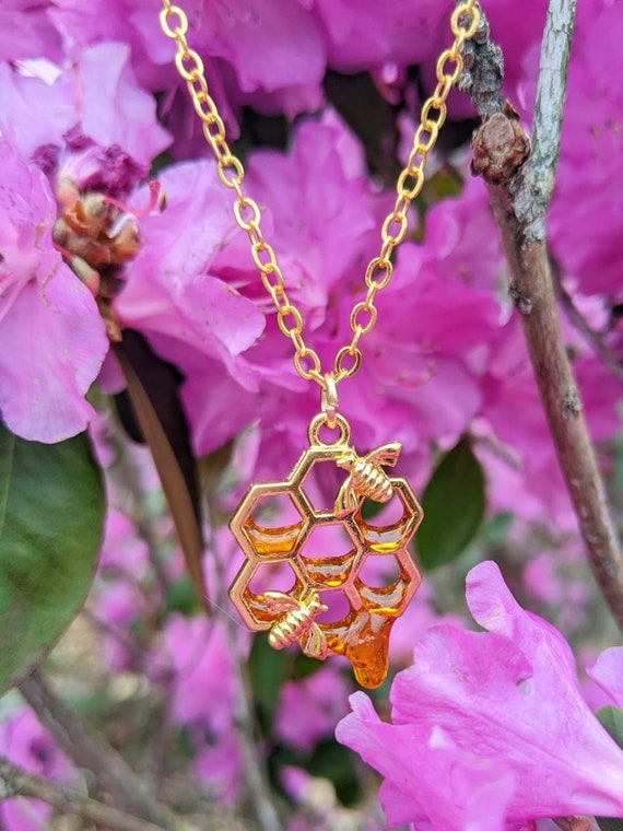 Honey Drip Bee Necklace 7 Comb Etsy