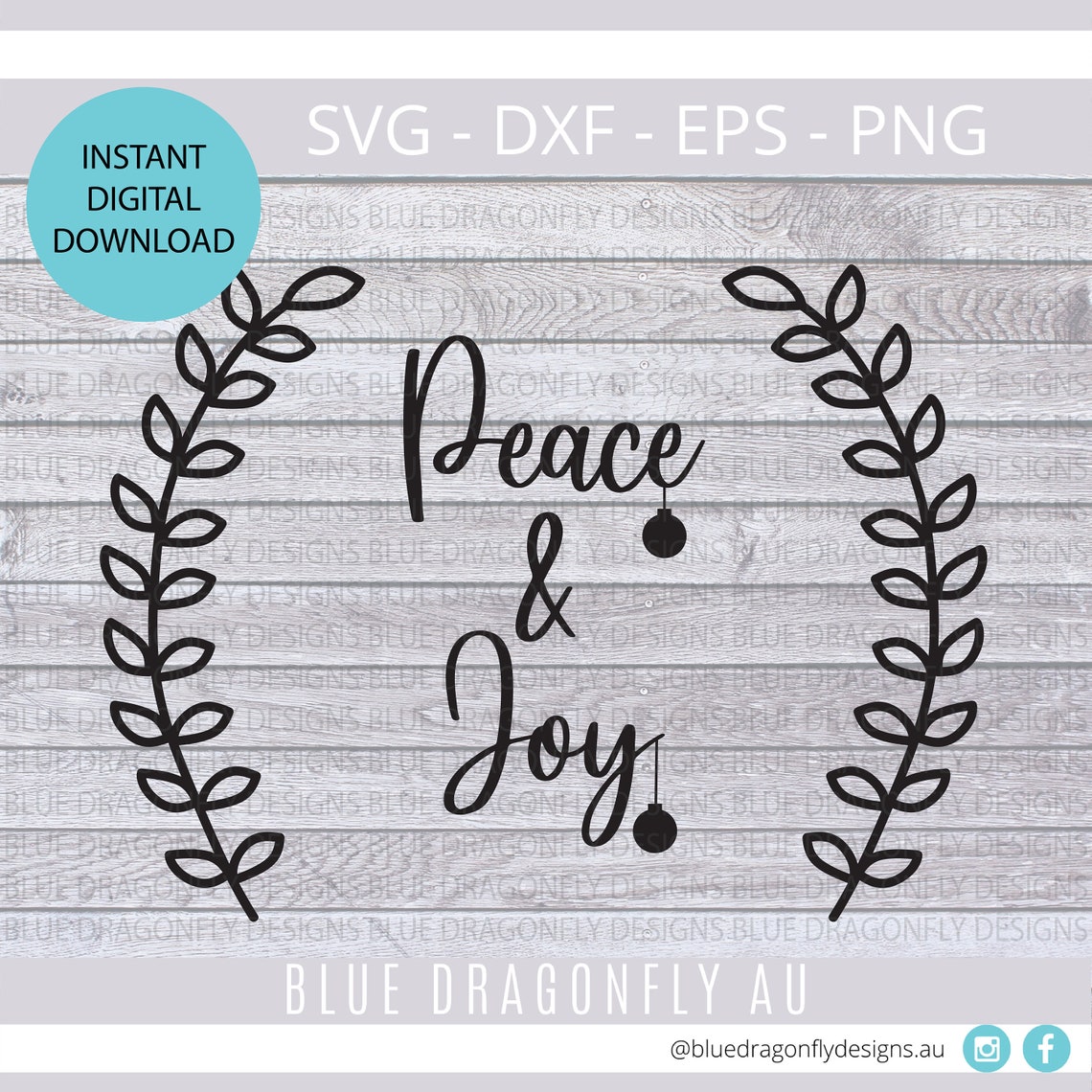 Download Christmas Wreath Svg Peace and Joy Svg Rustic Farmhouse | Etsy