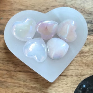 Angel Aura Quartz Pocket Heart – Iridescent Crystal for Joy, Peace, and Spiritual Connection – Heart Chakra Healing Stone Gift