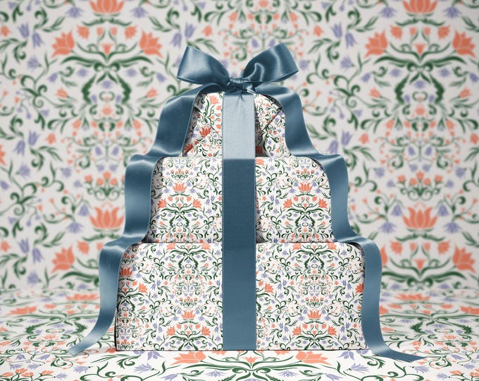 Bloom & Bell Floral  Wrapping Paper | Elegant Wrap Design | Botanical Floral Gift Wrap | Classic Paper | Wrap Design  | Soft Lavender