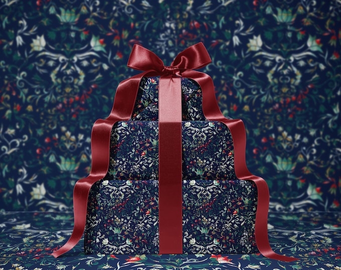 Bloom & Bell Floral Wrapping Paper | Festive Wrap Design | Botanical Floral Gift Wrap | Holiday Botanical Wrapping Paper