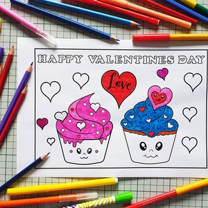 Valentine's Day Printable Coloring Pages and Cut Out Decorations for ...