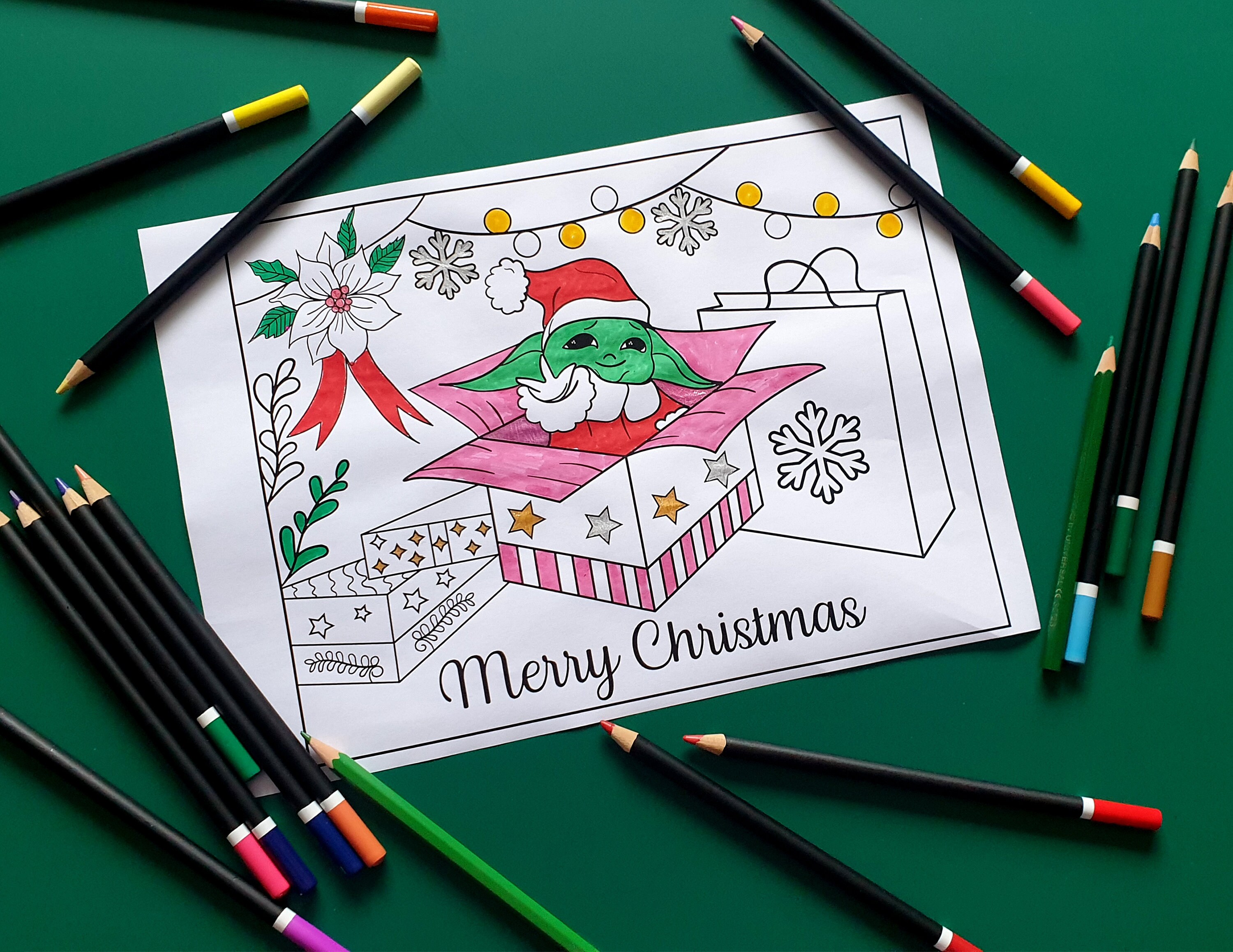 Download Baby Yoda The Kid Christmas Holiday 4 Coloring Printable | Etsy