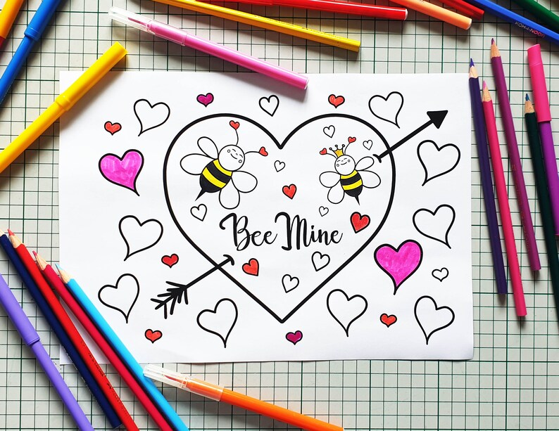 Valentines Day Printable Coloring Pages and Cut Out Decorations for ...