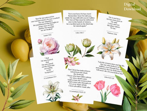 Easter Scripture Cards | Printable Bible Verse Cards | Christian Gift | Resurrection Bible Cards | Easter Ministering Gift | Lenten Season