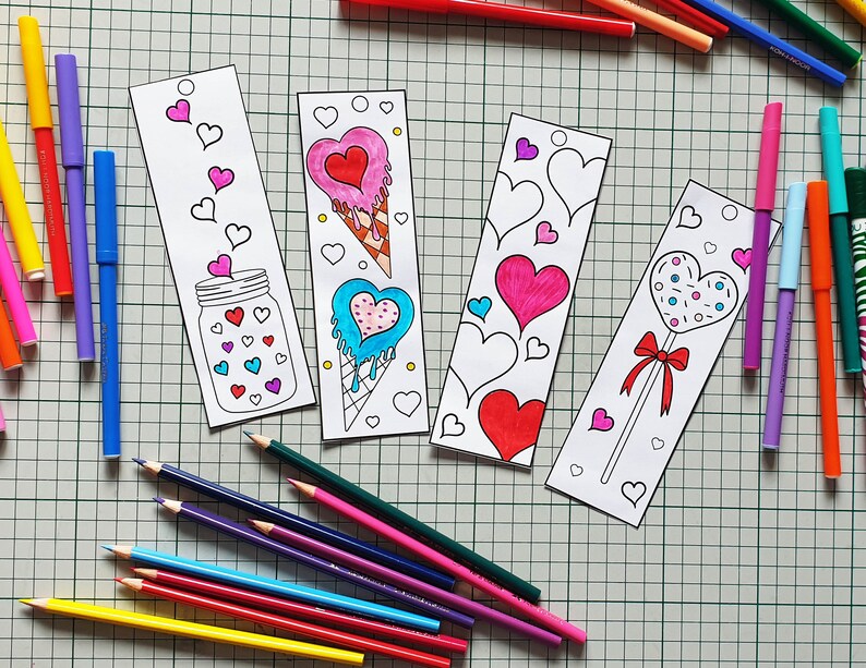 Valentines Day Printable Coloring Pages and Cut Out Decorations for ...
