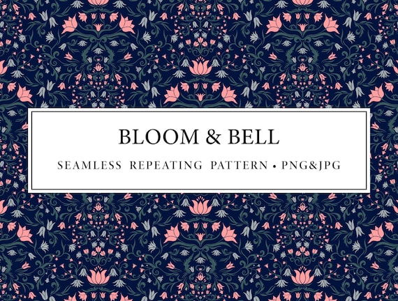 Bloom & Bell Seamless Print Design, Floral tile, Seamless pattern, digital paper, Surface pattern design,  floral illustration
