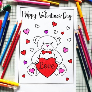 Valentine's Day Printable Coloring Pages and Cut Out Decorations for ...
