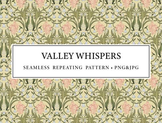 Valley Whispers Digital Seamless Pattern – William Morris Inspired Floral Print – Vintage Floral Design for Fabric, Wallpaper & Crafts