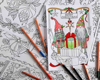 Christmas Coloring Book: Enchanted Christmas The Book for Adults and kids - Digital Download Printable Pages PDF - Holiday Magic