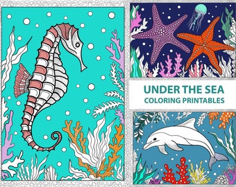 Ocean Escape Coloring PDF - 10 Pages of Undersea Delights - Fun for Kids and Adults - Instant Download Activity