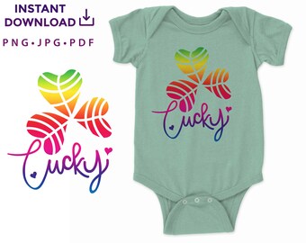 Lucky Heart PNG Files For Sublimation Design, St. Patrick's day, Clover png, jpg, pdf, St Pattys Day Shamrock, T-shirt, Hoodie, Baby Clothes