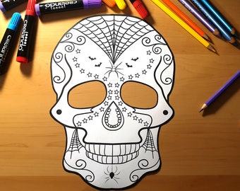 Color Me Creepy: Printable Skull Mask for Kids - Perfect Halloween Craft