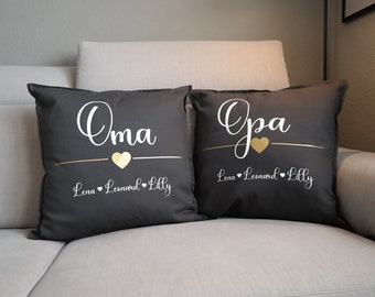 Father's Day Personalized Pillow, Custom Design for Grandma/Grandpa, Cotton Pillowcase, Decorative Gift, 50 x 50 cm, Family Sleeping