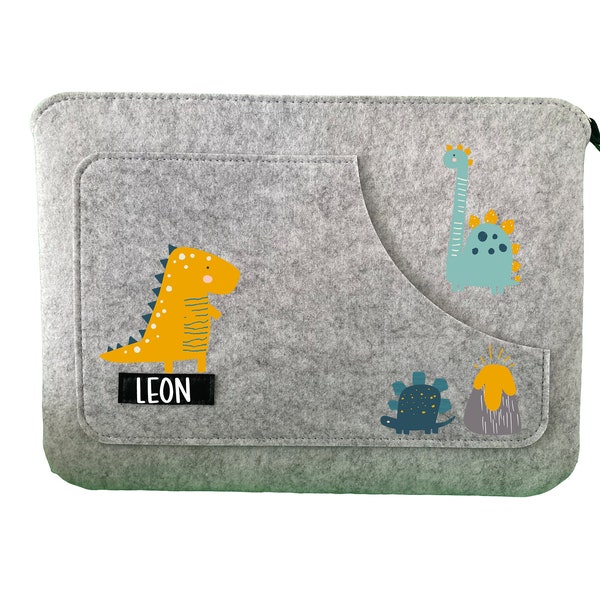 Tablet Tasche für Kinder - Dinosaurier + Name / Hülle