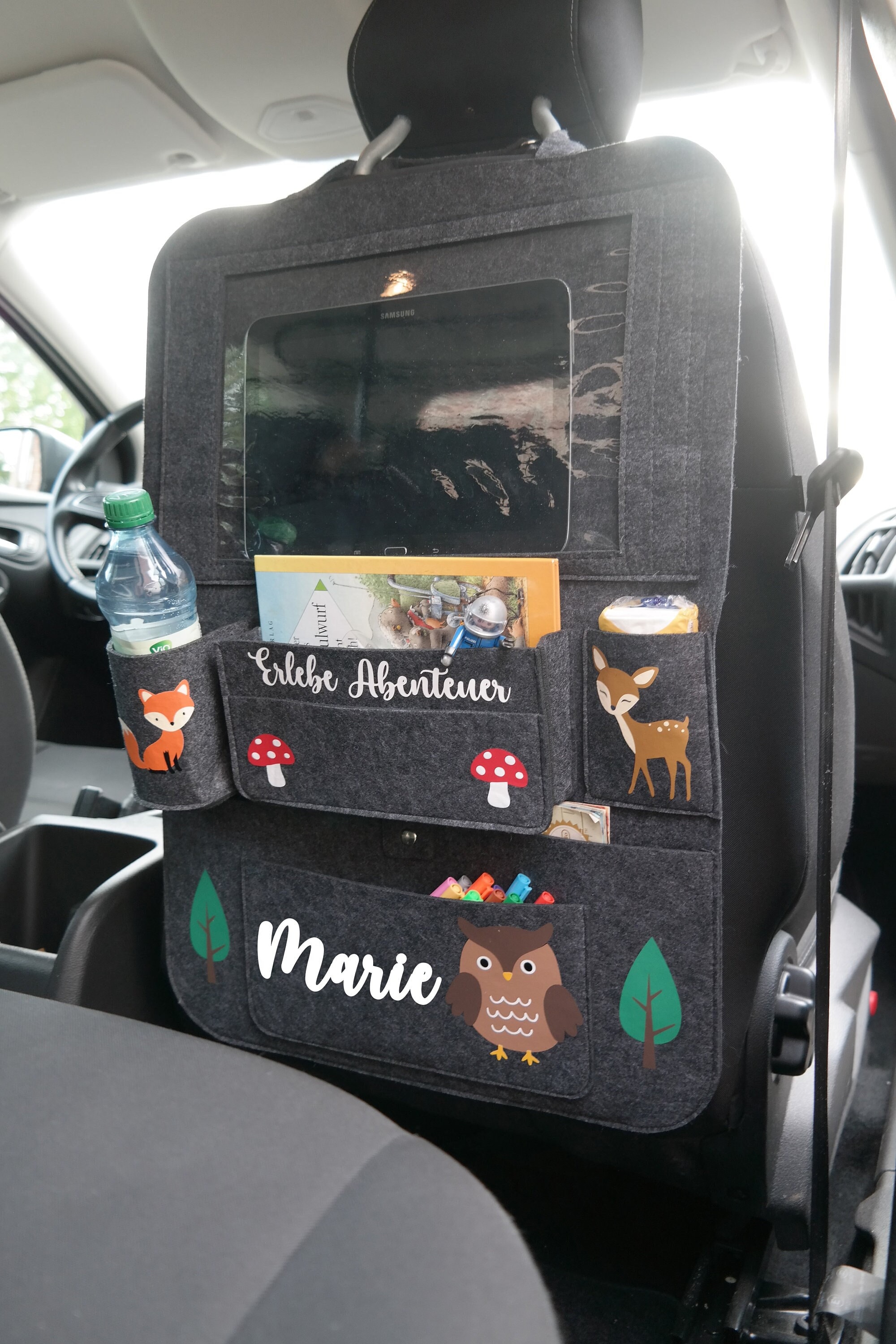 Auto-Organizer, 2 Stück, Kinder-Auto-Organizer mit 9 Taschen, Auto-Organizer mit 10 Zoll transparenter Tablet-Tasche, Sitz-Organizer für Bücher/Spielzeug/Flaschen