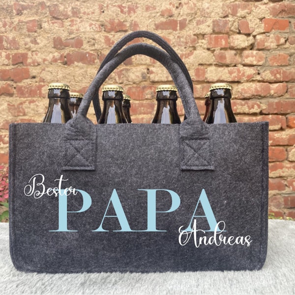 Herrenhandtasche Bester Papa/Bester Ehemann - Männertasche aus Filz für Bier Beerbag