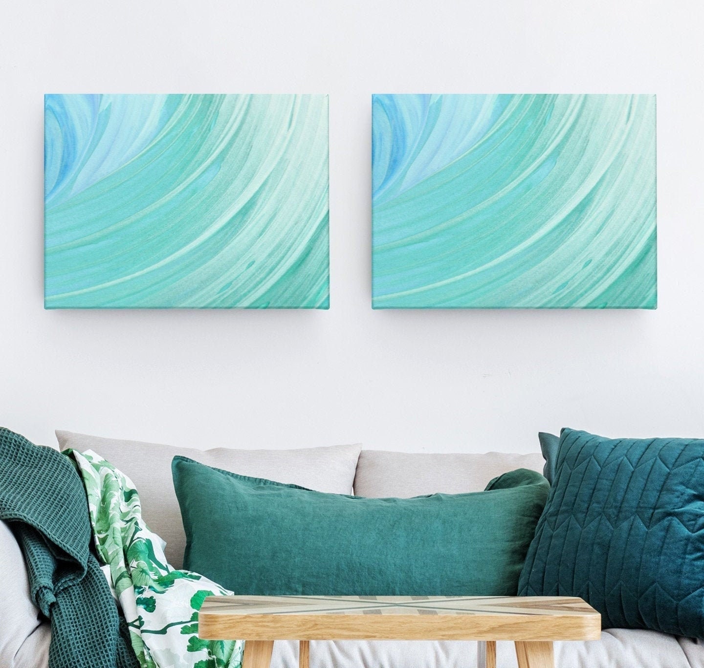 Sky blue watercolor wall art Modern Blue aquarelle paint Etsy España