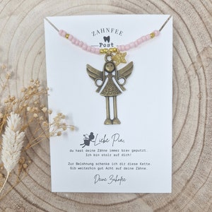 Post from the tooth fairy with text and a gift - necklace with a tooth fairy and glitter star | personalized with desired name | Tooth fairy