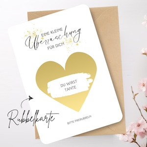 Karte zum Freirubbeln | Rubbelkarte goldenes Herz | Schwangerschaftsverkündung | eine kleine Überraschung für dich | incl Briefumschlag
