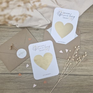 Card to scratch off | Scratch card golden heart | Pregnancy announcement | a little surprise for you | including envelope