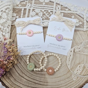Vraag een kind: wil jij ons bloemenmeisje zijn? Armband met kaartje | Cadeau voor het bloemenkind | Bruiloft | Boho | gepersonaliseerd