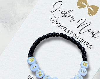 Kind fragen - möchtest du unser Ringträger sein | in 2 Farbvarianten | Armband mit Karte | Hochzeit | Boho | personalisiert