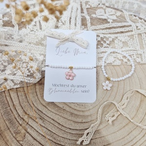 Blumenmädchen Frage | Armband mit Blumenanhänger | Boho Hochzeit | Geschenk für Blumenkind | wählbar in 2 Farben | personalisiert