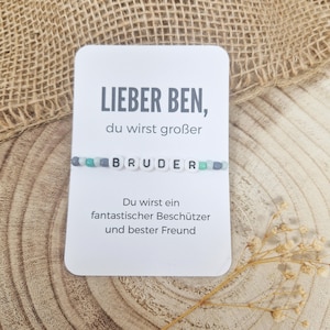 Karte mit Armband - du wirst großer Bruder | Armband mit Karte | Schwangerschaftsverkündung | Geschenk für Jungen | personalisiert