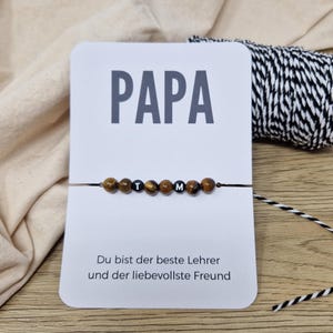 Papa Natursteinarmband Tigerauge | Initialien | personalisiert | Geschenk für ihn | zur Geburt | Schwangerschaftsverkündung