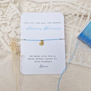 Something blue Armband für die Braut | etwas Blaues | Armband mit Herzanhänger | Karte personalisiert | beste Freundin | Glücksbringer Braut