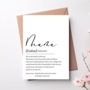 Gepersonaliseerde moederkaart met gewenste naam | inclusief envelop | Cadeau voor mama | felicitatiekaart | Cadeaubon voor haar | Moederdag
