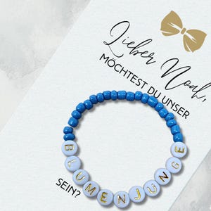 Blumenjunge Armband I Kind fragen - möchtest du unser Blumenjunge sein | in 5 Farbvarianten | Armband mit Karte | Hochzeit | personalisiert