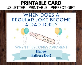 Father's Day Funny Card Printable | Pregnancy Announcement | Card from Wife | Instant Download | Husband, Boyfriend, Girlfriend, Spouse
