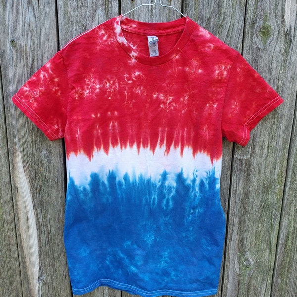 Patriotic Tie Dye Tee Shirt, Red/White/Blue, USA - Bomb Pop