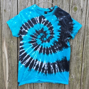 Maglietta Tie Dye Spirale Nero e Blu/Turchese, Cyclone