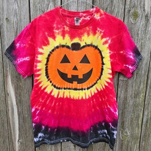 Kürbis Tie Dye T Shirt, Halloween, Spooky, Jack O 'Lantern - Hooligan. Erwachsene/Jugendliche/Kleinkind