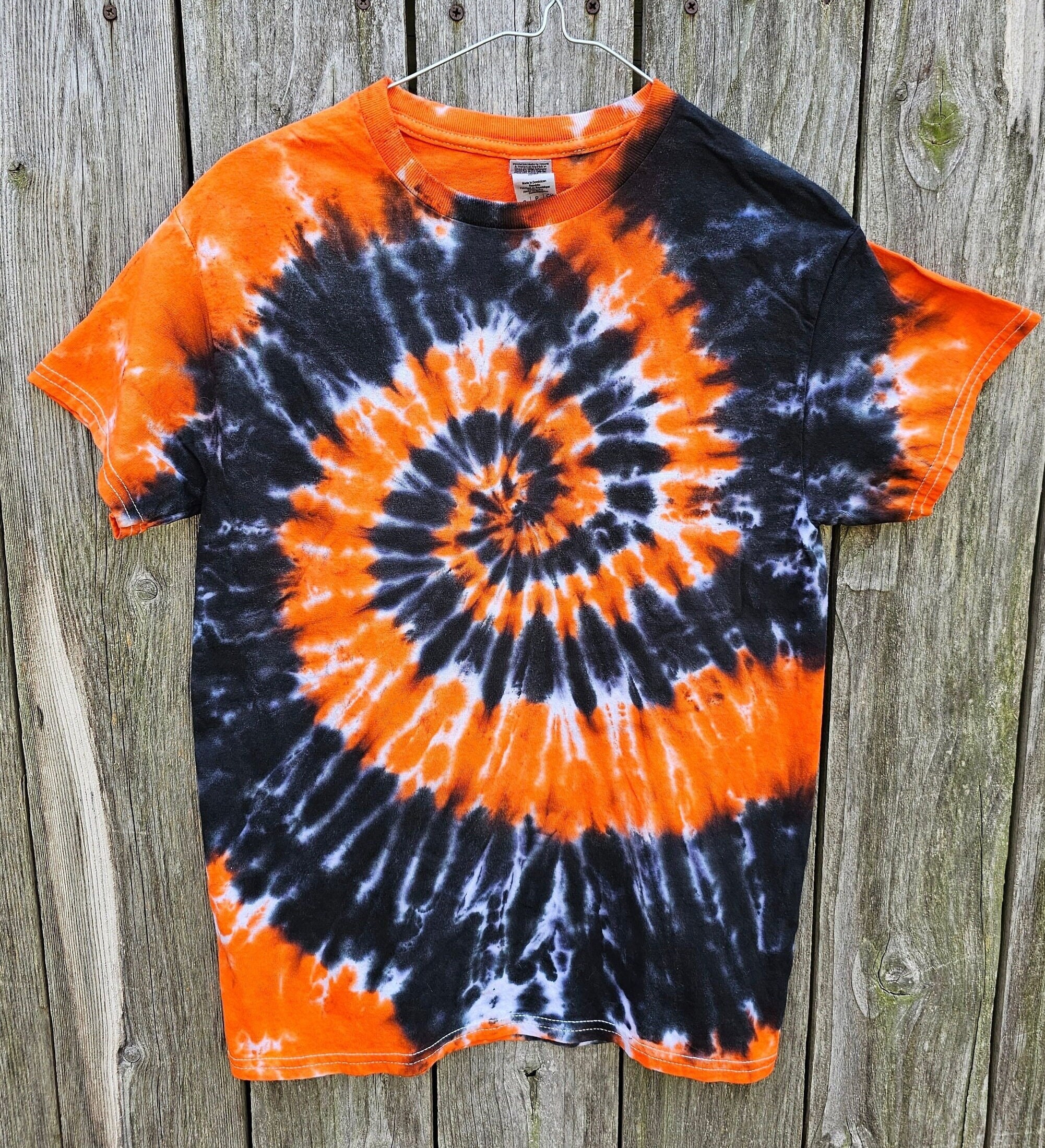 Orange Black Tie Dye T shirt With Siroski Work For Men's And Boy's