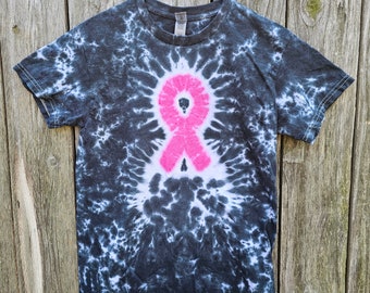 Cancer Awareness Ribbon Tie Dye Tee shirt with Black, Hope, Cure, Breast Cancer - Fight For a Cure