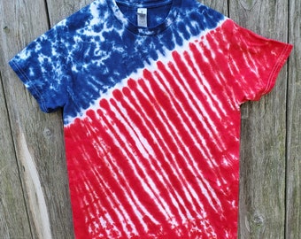 American Flag Tie Dye Tee Shirt, Red/White/Blue, USA, 4th of July, Freedom