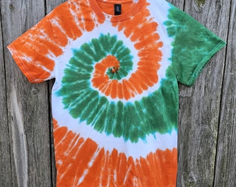 Orange and Green Spiral Tie Dye Shirt - Irishman