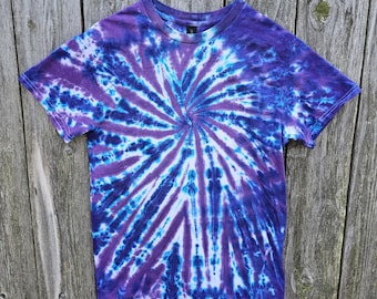 Tie Dye Tee Shirt Spiral Purple and Turquoise, Cyclone