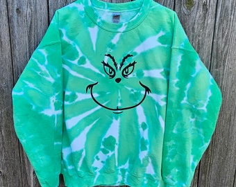 Grinch Tie Dye Shirt/Long Sleeve/Sweatshirt, adult/youth/toddler; Christmas - Hate, Hate, Hate or Love, Love, Love
