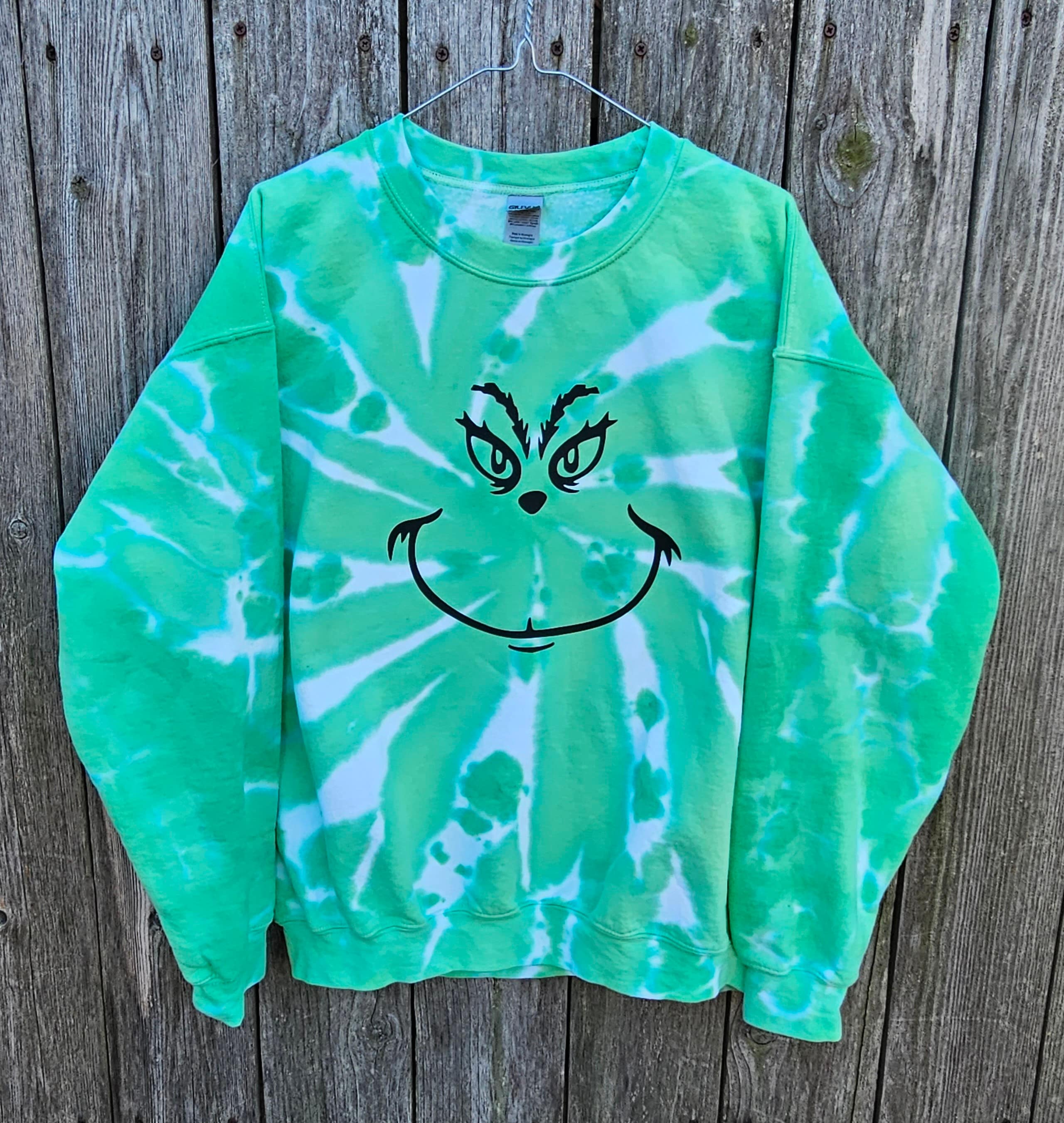Handcrafted Tie Dye Santa Hat Holiday Wear Grinch Vibes Grinch Santa hat – Chasing Horses main image 3