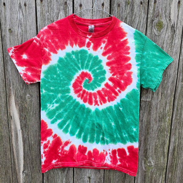 Red and Green Spiral Tie Dye shirt - Adult/Youth/Toddler