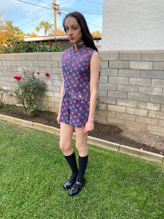 60's strawberry romper