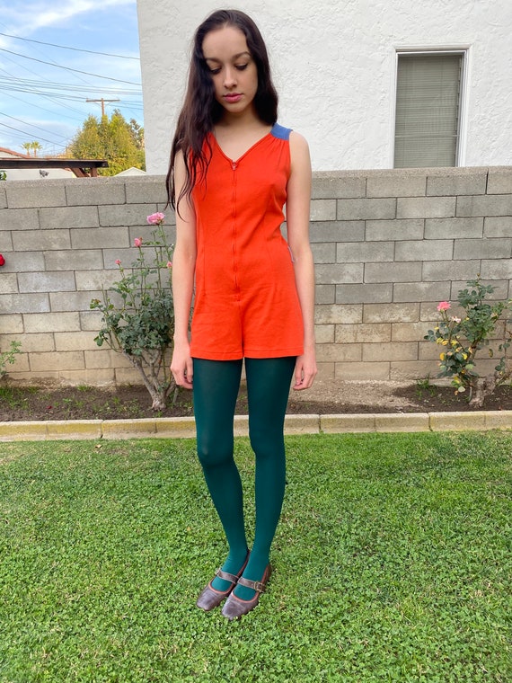 60s mod orange romper
