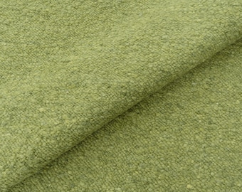 Green Hand-Knotted Wool Rug: Soft Textured Minimalist Carpet