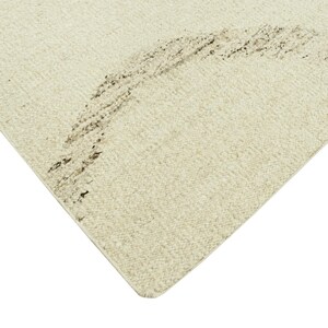 Hand-Knotted New Zealand Wool Rug: Ivory Taupe Circle Pattern