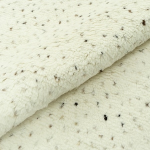 Handwoven Ivory Wool Area Rug 8x10: Minimalist Black Dot Design